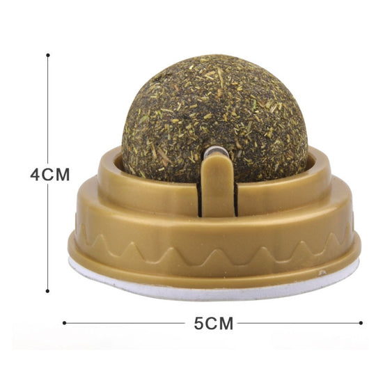 Catnip ball with a rotating base, designed for cats as a treat and molar teeth cleaning toy. - Image 13