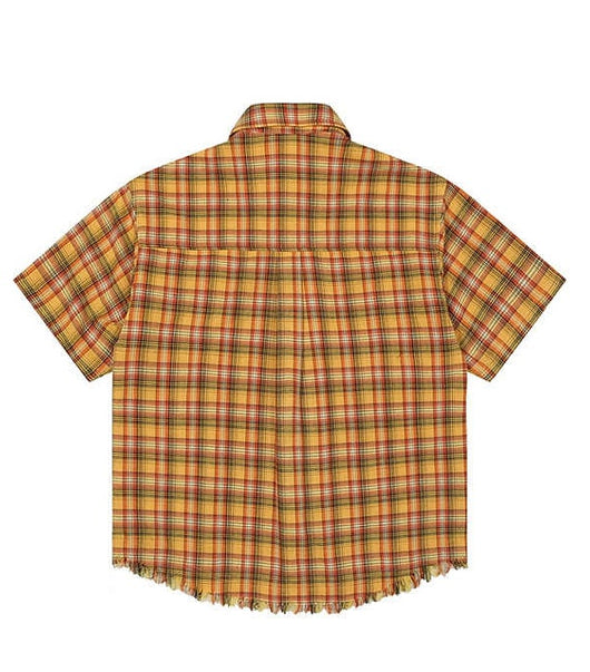 Camisa Cuadros Amarilla con Bolsillo Bordado - Unisex Manga Corta - Image 5