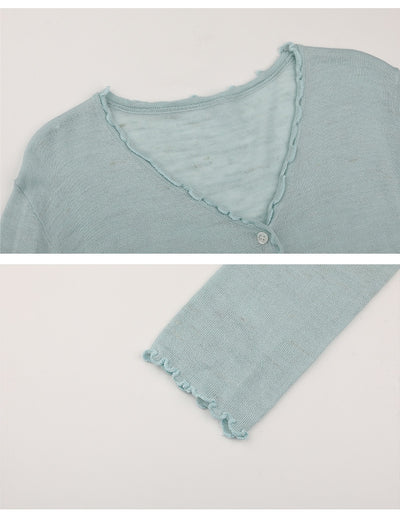 Cardigan Tejido con Encaje Efecto Hongo Arbóreo y Botones - Image 12
