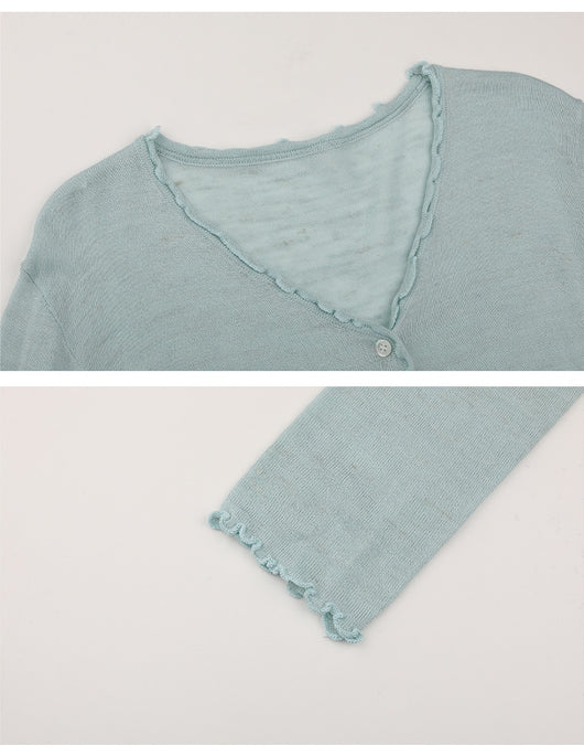 Cardigan Tejido con Encaje Efecto Hongo Arbóreo y Botones - Image 12