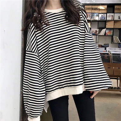 Camisa Oversized a Rayas de Manga Larga Suelta - Image 29