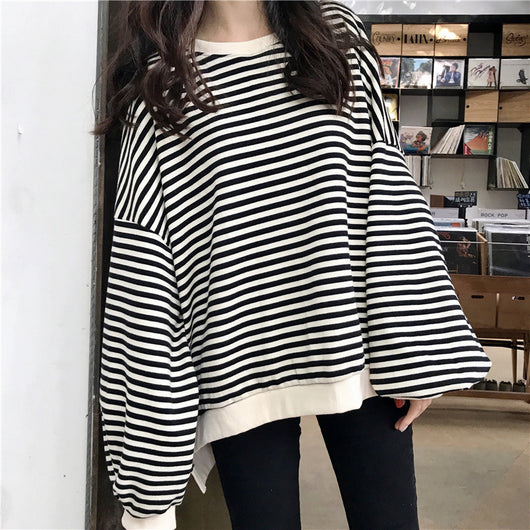 Camisa Oversized a Rayas de Manga Larga Suelta - Image 29