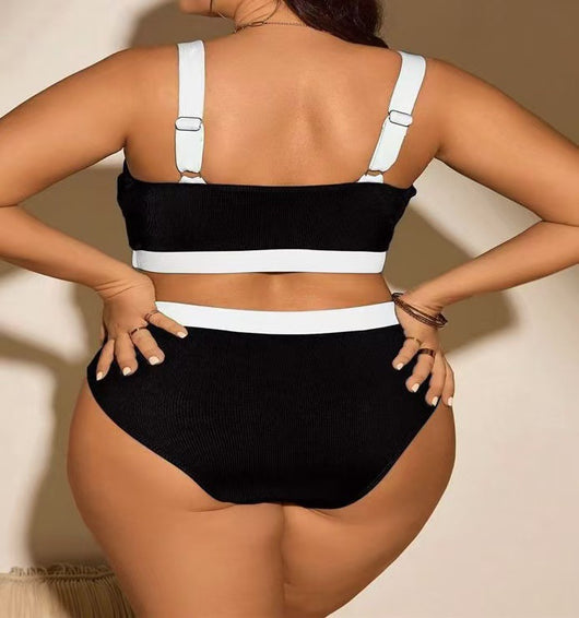 Bikini Asimétrico Talle Alto Plus Size - Traje de Baño Dos Piezas para Mujer - Image 9