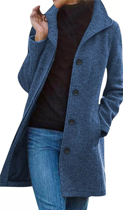 Abrigo Cardigan de Lana para Mujer con Cierre de Hebilla Decorativa - Image 12