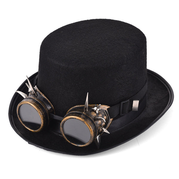 Sombrero Gótico Steampunk con Gafas Remachadas - Accesorio Retro Punk