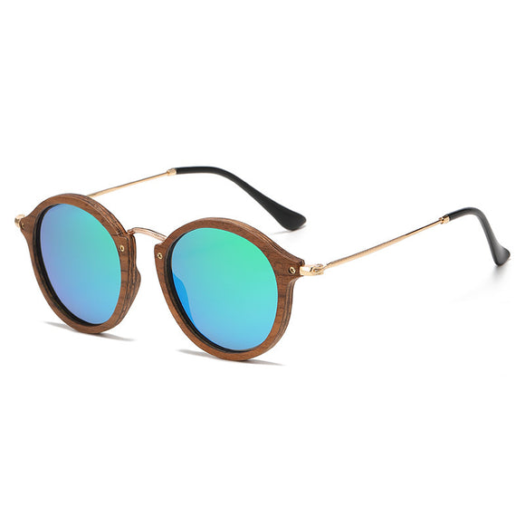 Gafas de Sol Redondas en Madera de Nogal - Estilo Casual Versátil