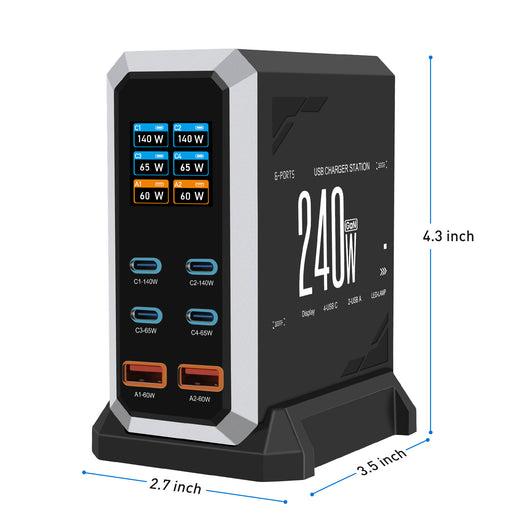 Cargador USB Múltiple 240W con Pantalla Inteligente - Image 5