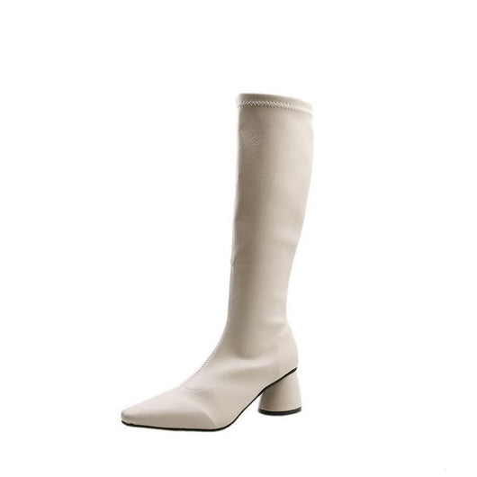 Botas Altas Mujer Estilo Británico Tacón Grueso Punta Afilada Retro - Image 12