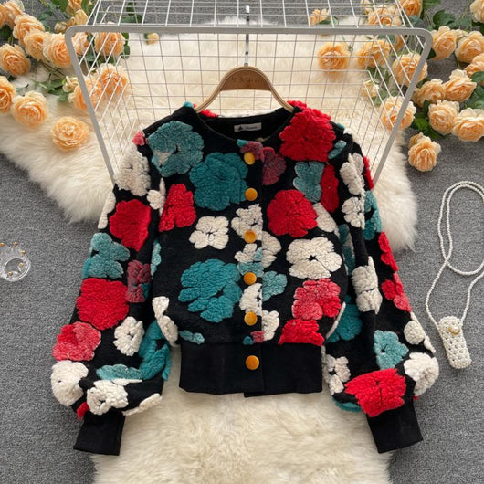 Cardigan Floral Tridimensional Elegante Entallado para Mujer - Image 7