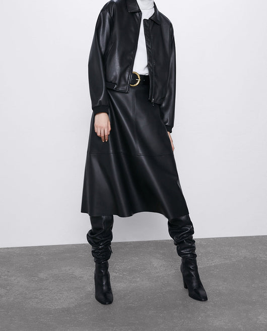 Chaqueta de Cuero Sintético Estilo Europeo para Mujer - Solapa Clásica - Image 5