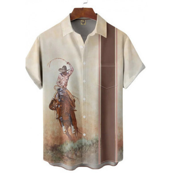 Camisa Casual Talla Grande Hombre Verano con Estampado Digital 3D Manga Corta