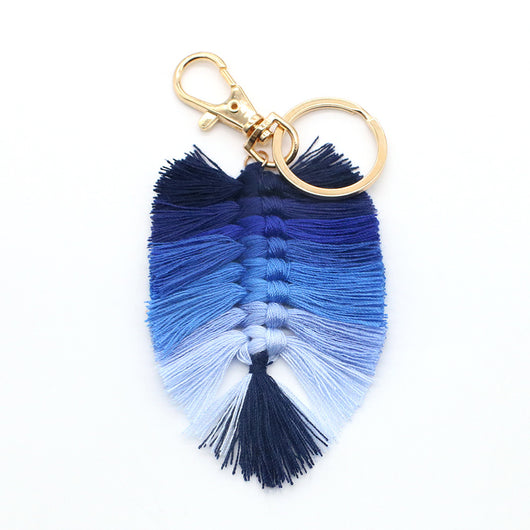 Llavero de Algodón Tejido a Mano con Borla y Dije Hoja Multicolor - Image 16