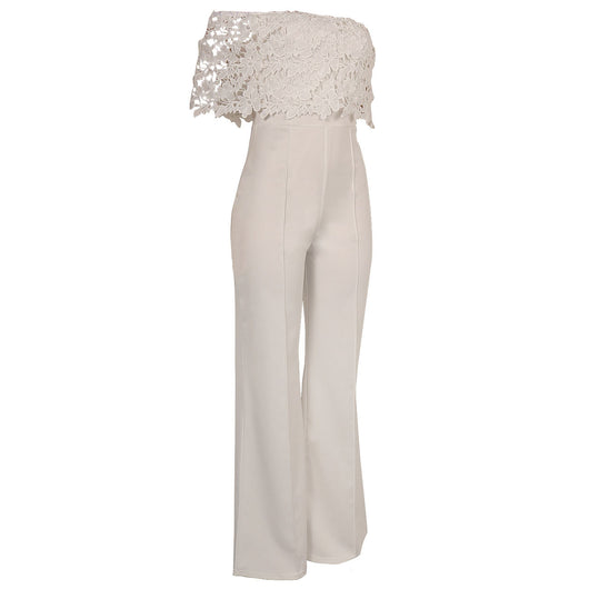 Jumpsuit Ajustado con Cuello Único y Bordado Soluble - Image 11