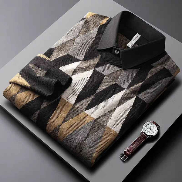 Camisa Térmica Hombre Diseño Geométrico Bicolor con Efecto Dos Piezas