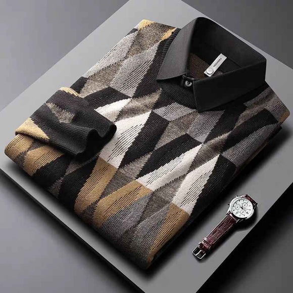 Camisa Térmica Hombre Diseño Geométrico Bicolor con Efecto Dos Piezas