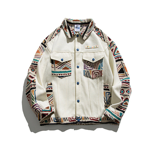 Chaqueta Béisbol Holgada Pareja Casual Street Stitching