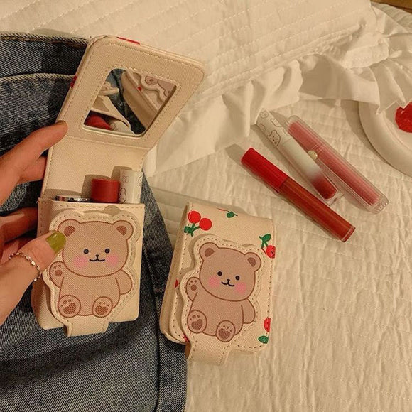 Kit de Labiales Mini Osito con Espejo Portátil