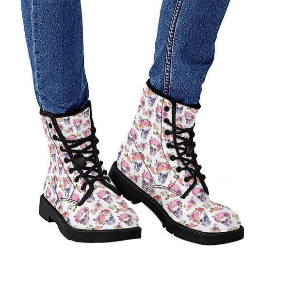 Botas Martin Británicas de Cuero con Estampado y Tacón Bajo Mujer