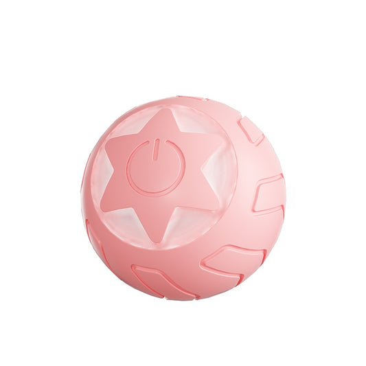 Pink smart rolling ball cat toy with a power button, measuring 41x41mm, designed to be bite-resistant. - Image 2