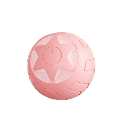 Pink smart rolling ball cat toy with a power button, measuring 41x41mm, designed to be bite-resistant. - Image 2