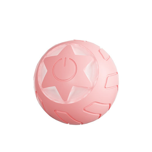 Pink smart rolling ball cat toy with a power button, measuring 41x41mm, designed to be bite-resistant. - Image 2