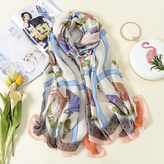 Pañuelo de Seda Largo Europeo Americano para Mujer - Image 10