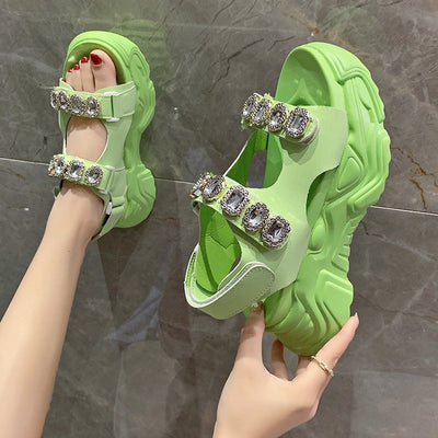 Sandalias Plataforma Romana de Hada con Brillantes para Playa - Image 9
