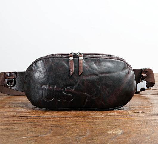 Bolso de Cuero Vintage para Hombre - Bandolera Pecho Efecto Envejecido - Image 6