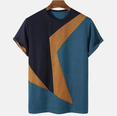 Blusa Mesh Tejida de Manga Corta con Estampado 3D en Rayas
