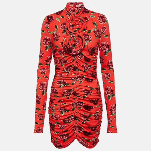 Vestido Mini Plisado con Estampado de Manga Larga - Image 5
