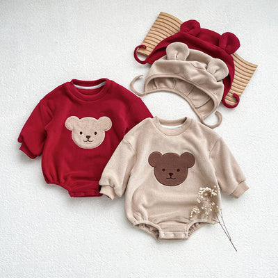 Pijama Enterizo Bebé Osito Cartoon Cálido de Felpa con Capucha - Image 2
