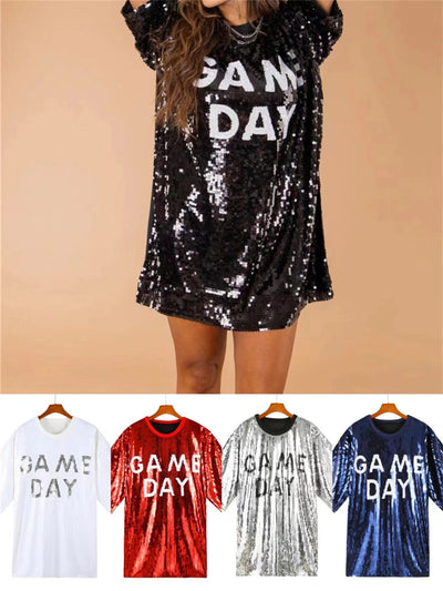 Blusa Suelta Lentejuelas Manga Corta Talla Grande para Mujer - Image 21