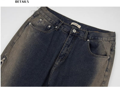 Jeans Hombre Cintura Suelta Doble Cierre Color Barro Tiro Acampanado - Image 8