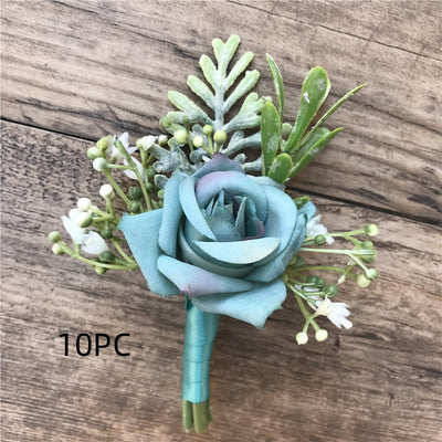Corsage de Novia y Novio con Rosas de Seda Coreanas - Pequeños Capullos para Antes de la Boda - Image 19