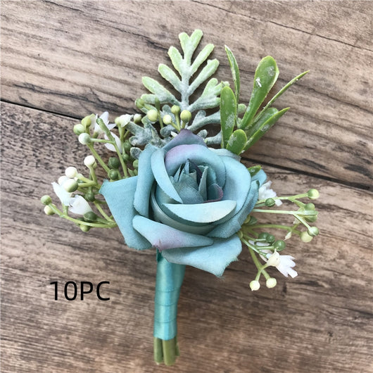 Corsage de Novia y Novio con Rosas de Seda Coreanas - Pequeños Capullos para Antes de la Boda - Image 19
