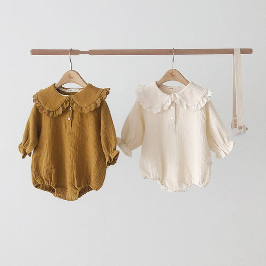 Vestido Princesa Mori con Cuello de Hoja de Loto - Mono Largo Liso para Niña - Image 8
