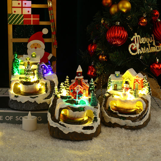 Tren Navideño Giratorio con Concierto - Decoración Resina Luminosa