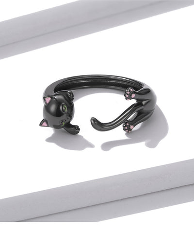 Anillo de Gato Negro con Baño de Electroplata en Plata Esterlina - Image 12
