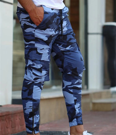 Pantalones Cargo Camuflaje Colorido con Cintura Elástica para Hombre - Image 7