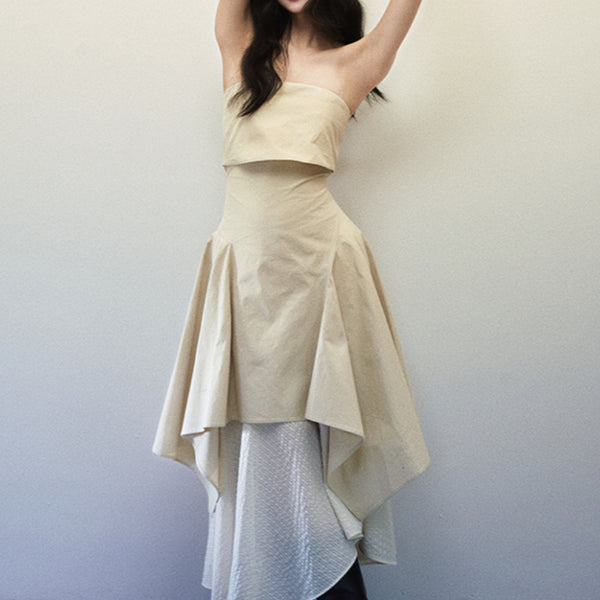 Vestido Tubo Plegable de Doble Capa