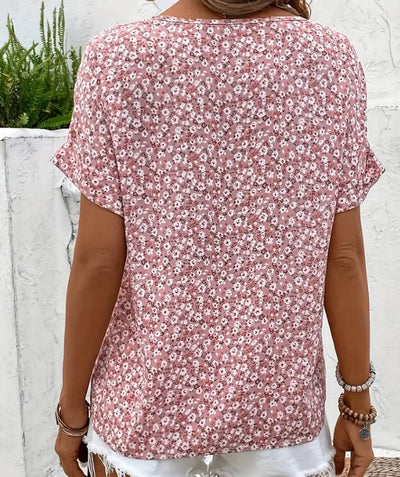 Camiseta Mujer Escote V Manga Corta Estampado Jacquard - Image 5
