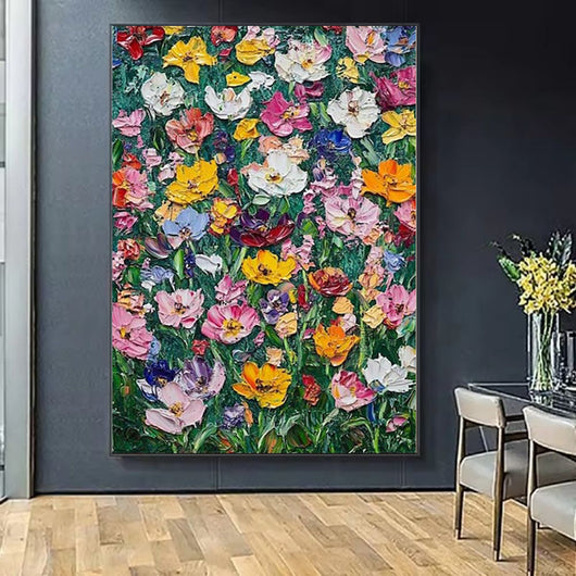 Cuadro al Óleo Floral Vibrante sin Marco Pintado a Mano - Image 4
