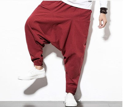 Pantalones Harem Casuales de Algodón y Lino para Hombre - Image 11