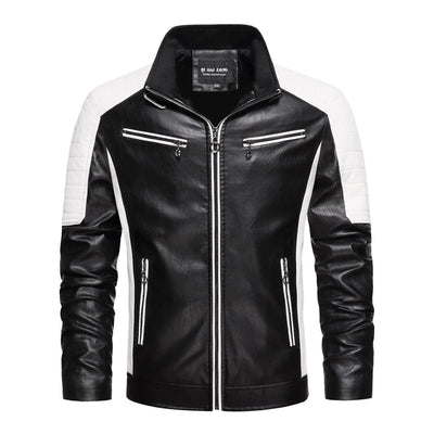 Chaqueta de Cuero Delgada Estilo Europeo Hombre Joven - Corte Slim con Cuello Alto - Image 8