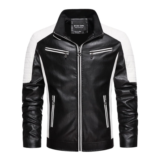 Chaqueta de Cuero Delgada Estilo Europeo Hombre Joven - Corte Slim con Cuello Alto - Image 8