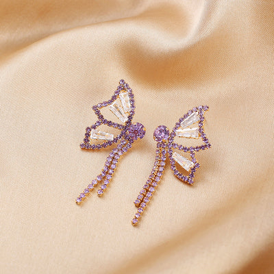 Aretes de Mariposa con Diamantes Brillantes y Borlas - Image 10