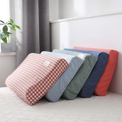 Funda de Almohada de Algodón Lavado con Látex Hipoalergénica