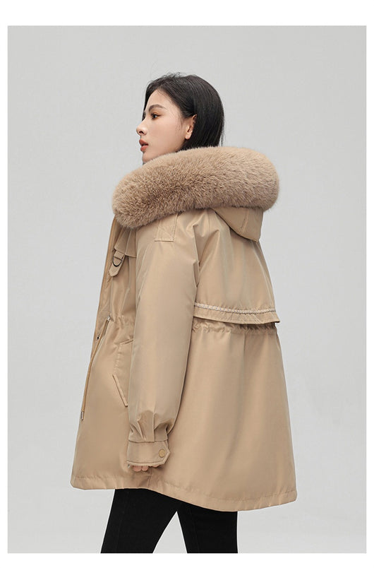 Abrigo de Algodón Midi con Cuello de Pelaje - Image 23