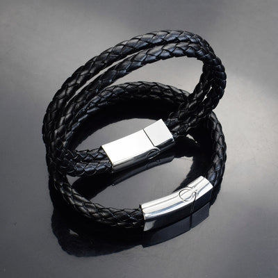Pulsera de Cuero Tejido Personalizada para Hombre - Image 4