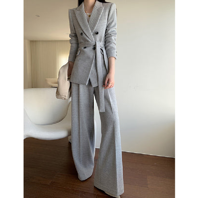 Traje de Abrigo de Lana con Pantalón Ancho para Mujer - Image 5